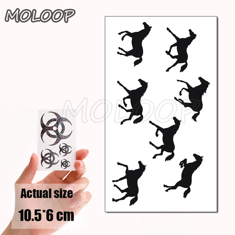 Water Transfer Tattoo Sexy Running Horse Anime Tattoo Body Art Waterproof Temporary Fake Flash Tattoo for Man Woman 10.5*6cm