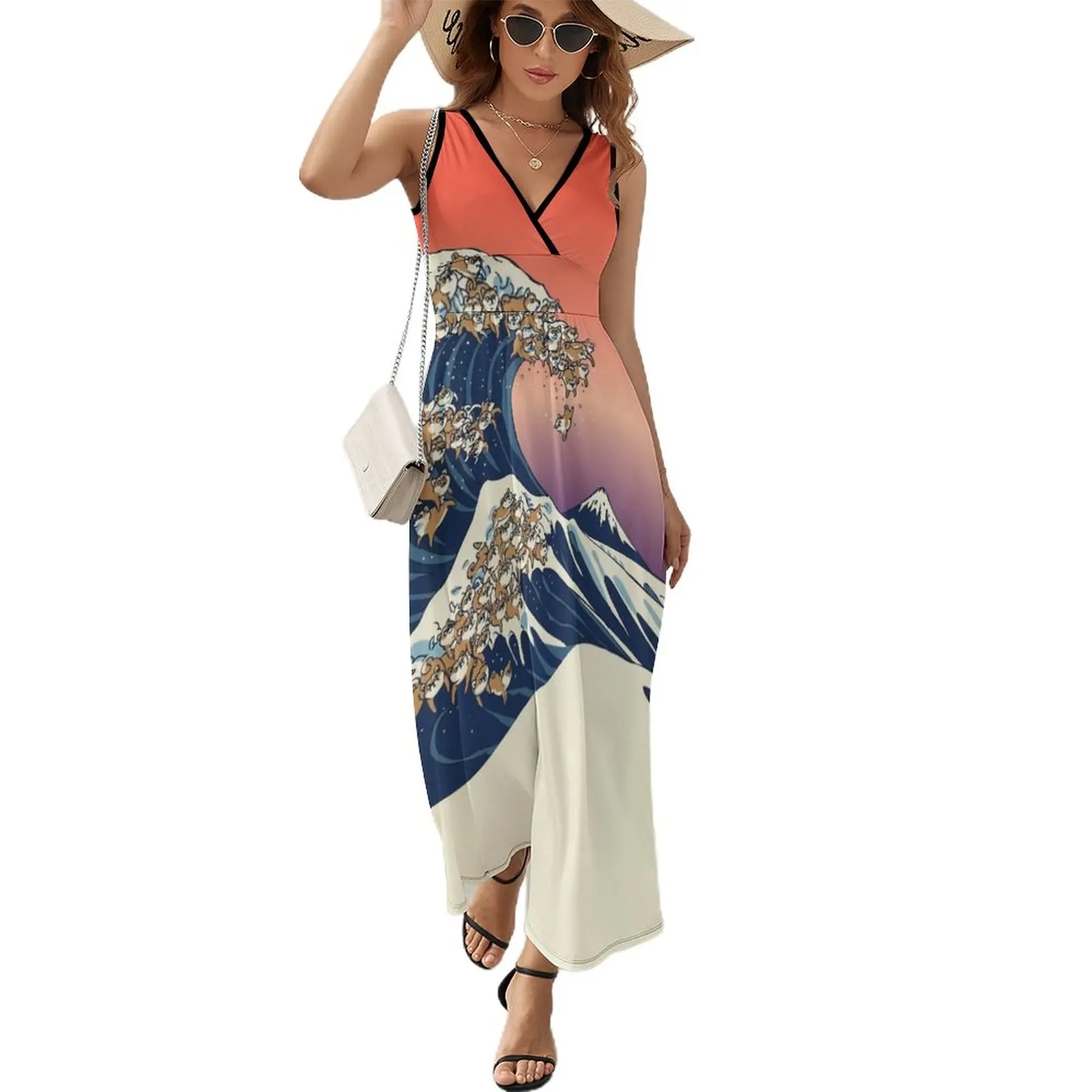 

The Great Wave of Shiba Inu Sleeveless Dress Women long dress woman dress