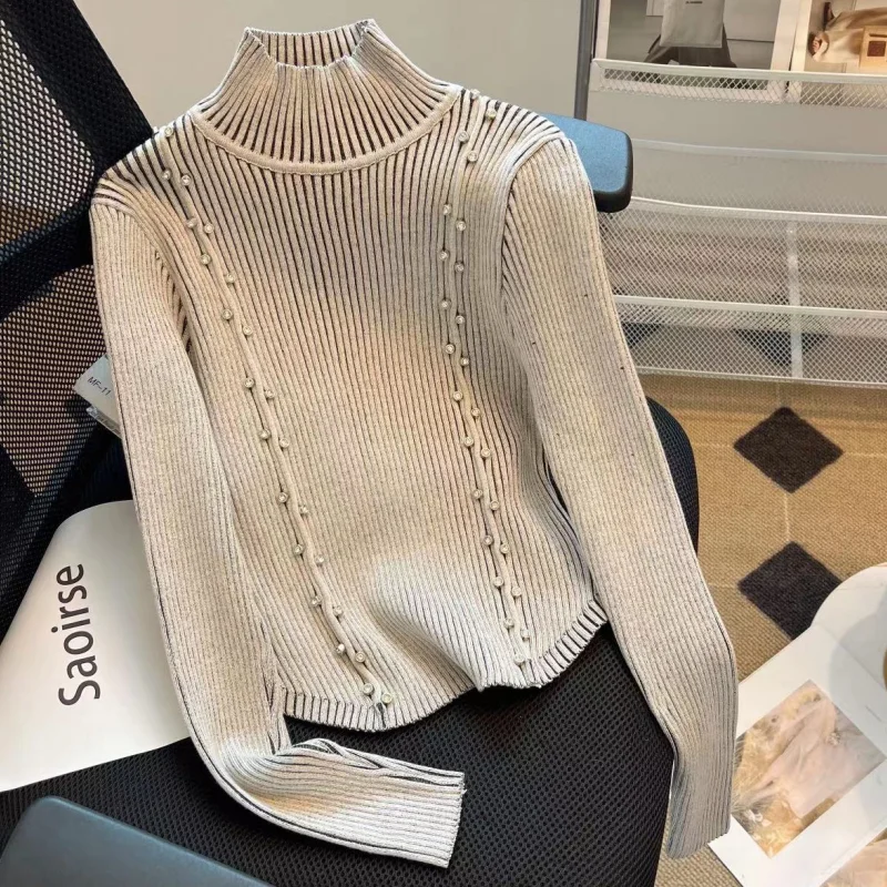 

Women Black Clothing Vintage Knitting Sweater Grey Long Sleeve Casual Chic Korean Fashion Baggy Female 2024 Winter NEW Tops