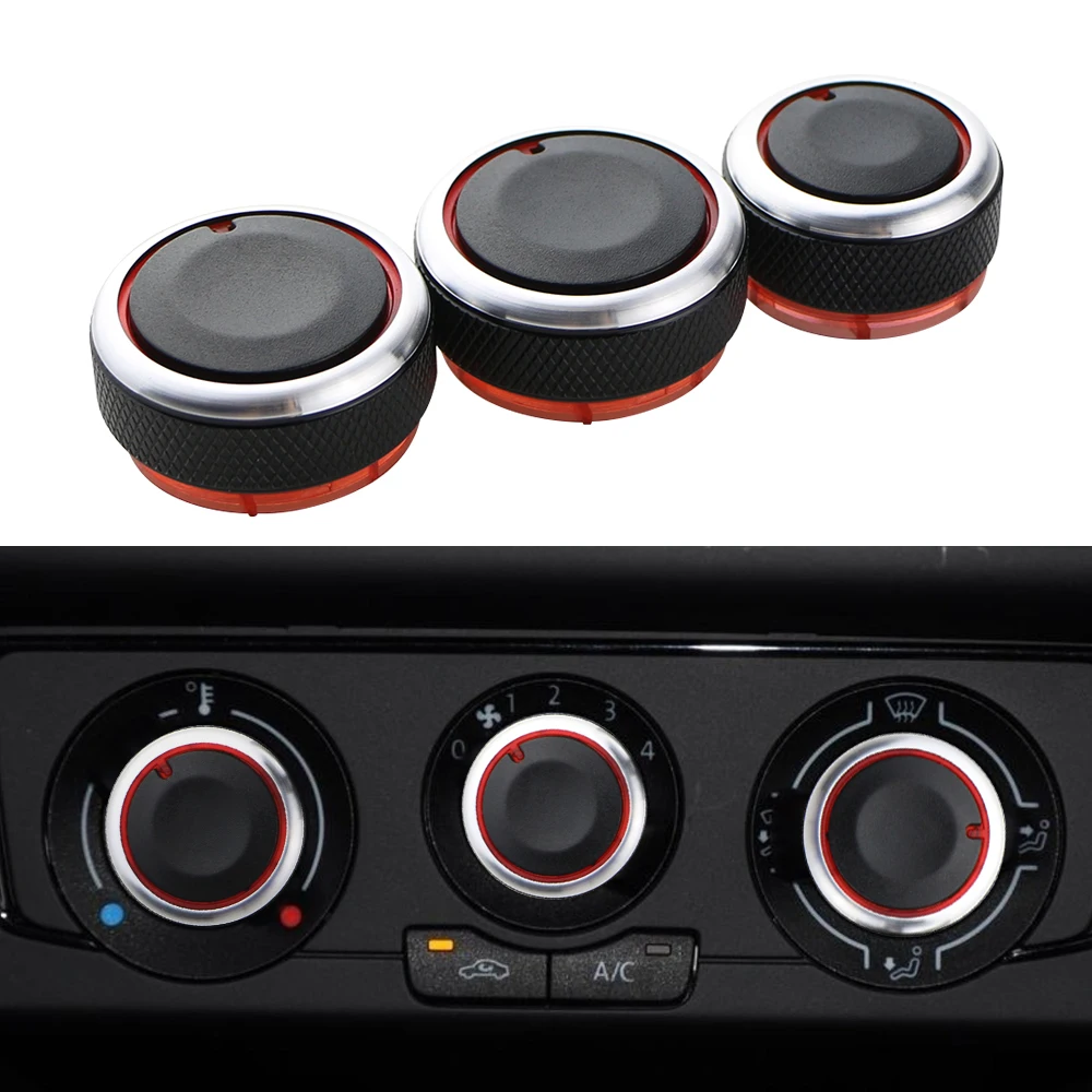 Car Accessories AC Knob Air Conditioning Heat Control Switch Knob for Volkswagen VW Polo 2014 2015 Aluminum Alloy 3pcs