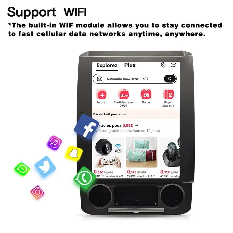12.1''Android 14 Carplay Vertical style screen Raptor F150 F250 F350 2016-2021 Car  Navi Multimedia Player