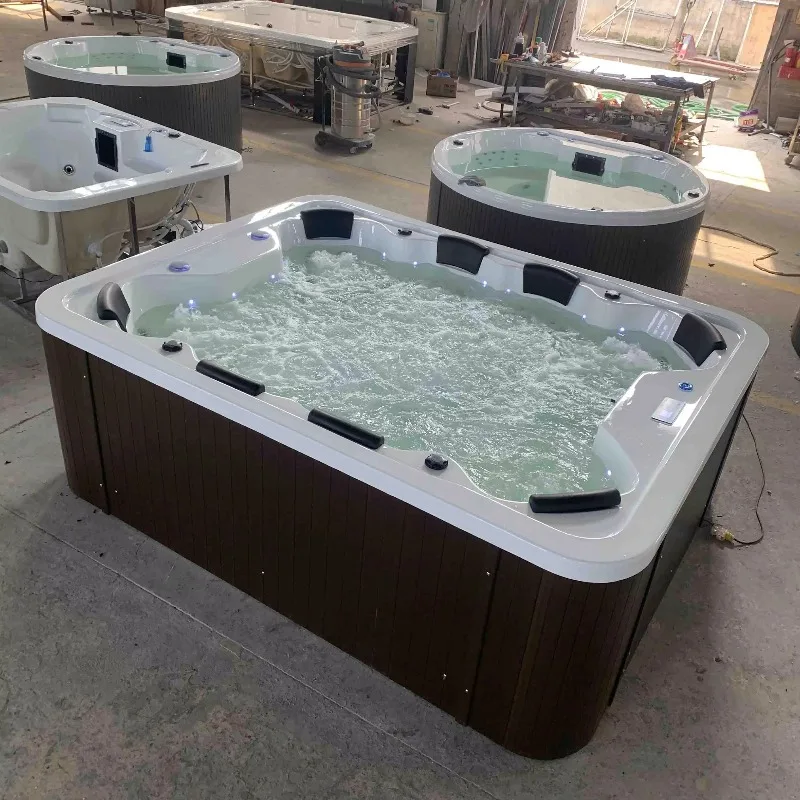 Modern Oval Outdoor Villa Swimming Spa Bath 2-4 People With Cold Plunge Tub Control & Massage Functions