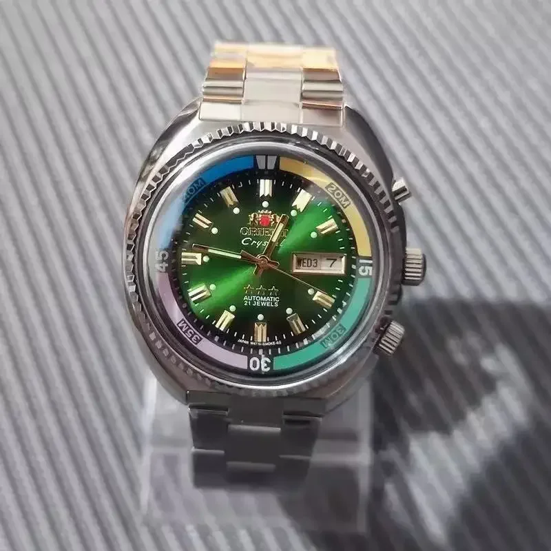 Orient Store Sporty Casual Men's Automatic Watch with Japanese Movement Full-Featured, Stainless Steel, World Time