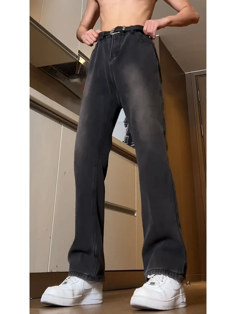 

Мужские джинсы American Vibe с высокой посадкой, прямые, с микро-клешем, облегающие, повседневные, молодежные