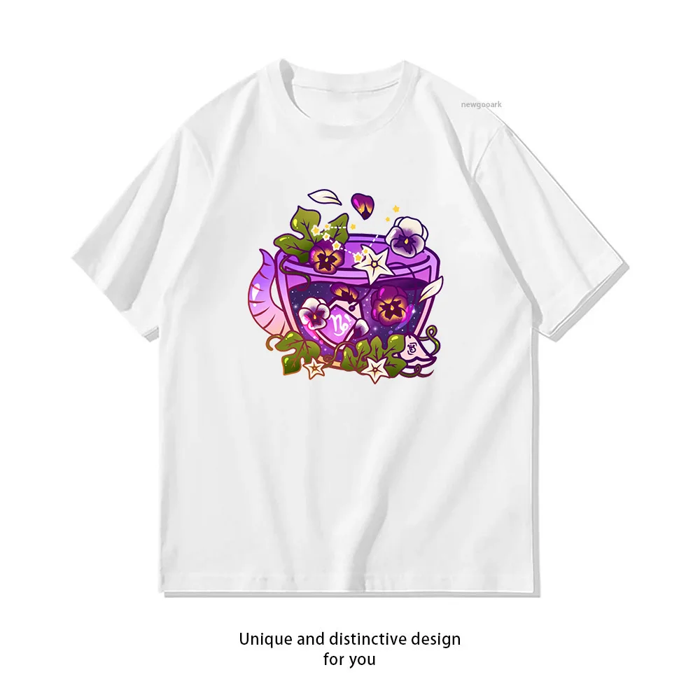 Capricorn Zodiac Teacup T-shirt woman man Casual cotton graphic t shirts Adult streetwear camisetas tops tee Short-sleev