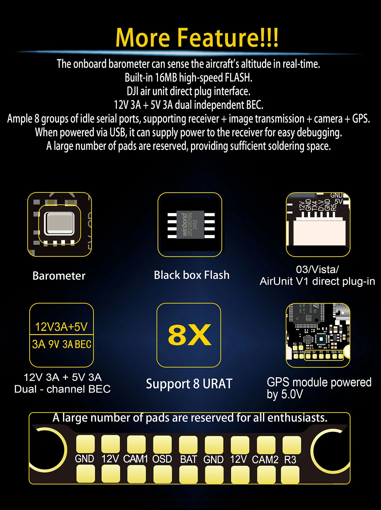 DAKEFPV F405 55A Stack 30,5X30,5mm ICM42688P BLS55A 4in1 ESC 3-6S FC&ESC INav Betaflight Konfigurierbar – Detail 11