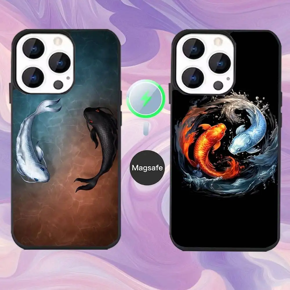 

Koi Fish Yin Yang Art Phone Case For iPhone 16,15,14,13,12,11,Pro,Max,Plus,Mini,Magsafe,Magnetic Wireless Charging Case