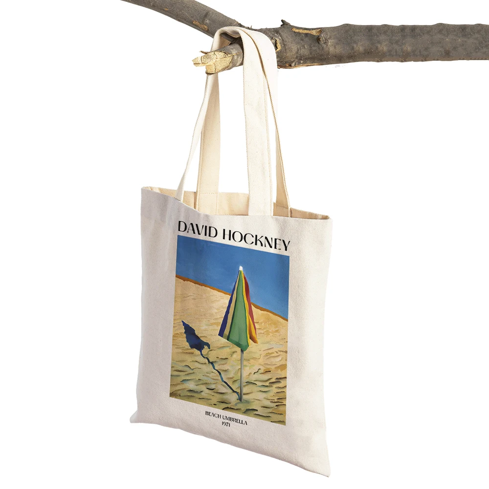 David Hockney Sunbather Pool Deckchairs Handbag Foldable Women Shopper Bag Harajuku Style Canvas Tote Lady Cloth Shopping Bags