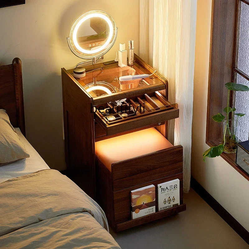 

Black walnut dresser bedside table integrated solid wood bedroom cosmetic table small storage cabinet small apartment420