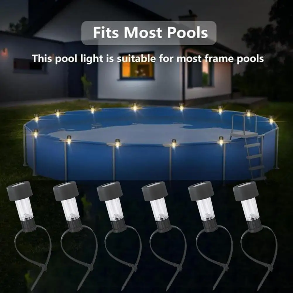 1/6Pcs LED Solar Lamp Pool Lights Waterproof Solar Lights Decor Outdoor Swimming Pool Fence Garden Decoration Lamp For Yard