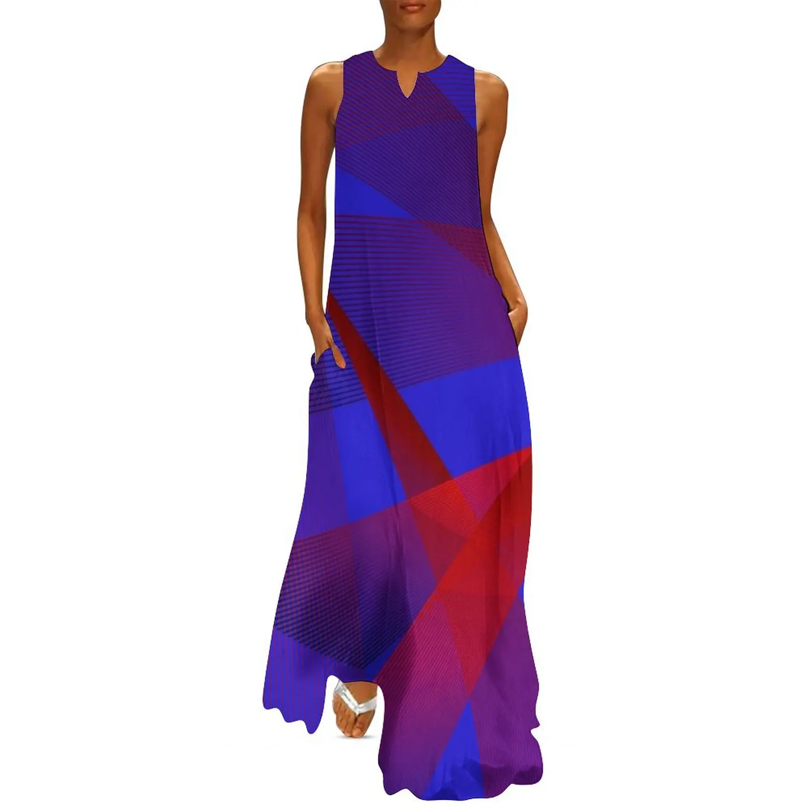 

Geometric pop art linear red Long Dress evening dress women dress for women luxury evening dresses for women 2025