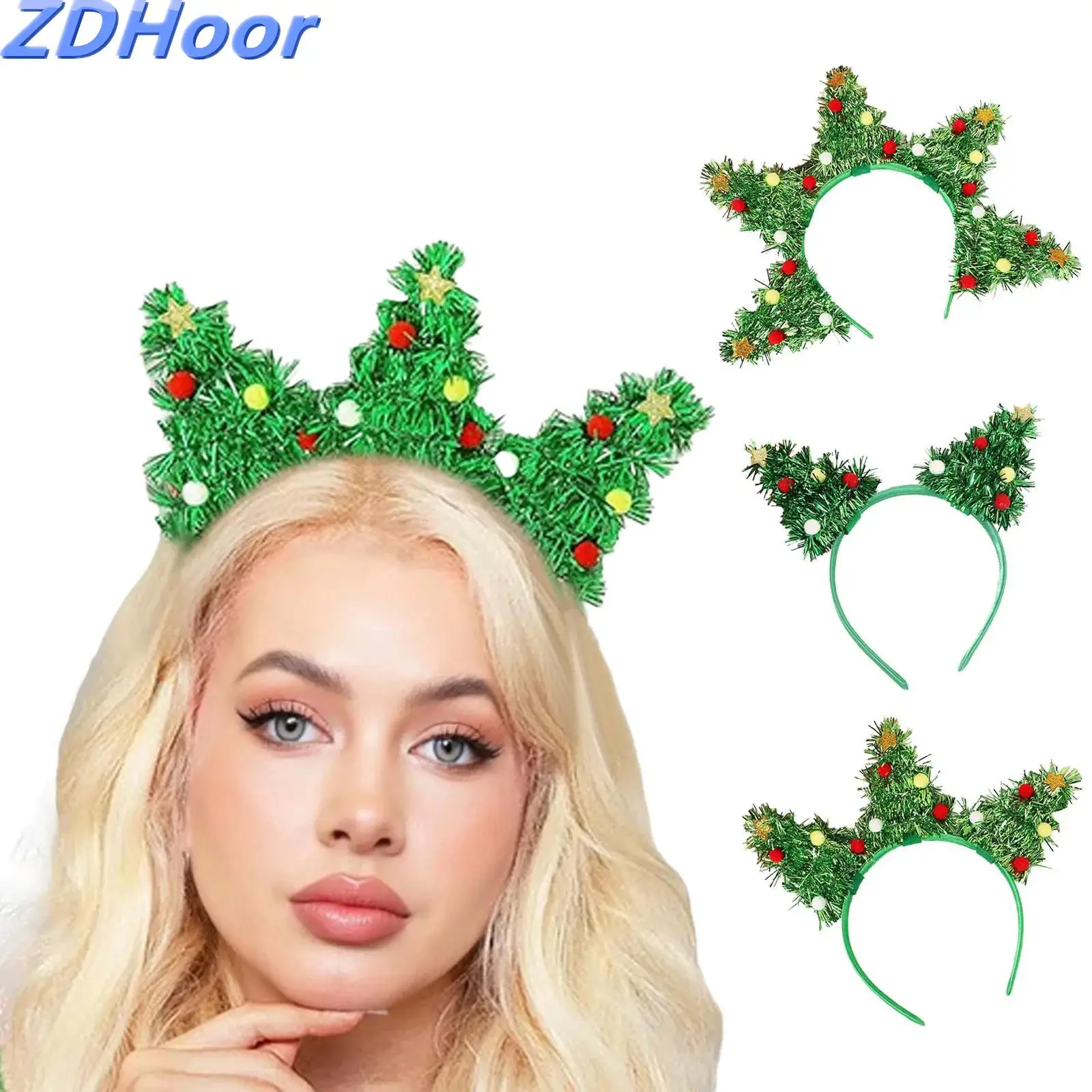 

Christmas Hair Hoop Tree Costume Hairbands Xmas Tree Headbands Holiday Hair Accessories for Women Girls Christmas