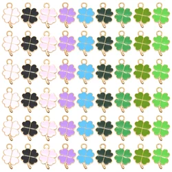 10pcs St. Patrick's Day Shamrock Charms Alloy Metal Four-Leaf Clover Enamel Pendants For DIY Necklace Bracelet Jewelry Making