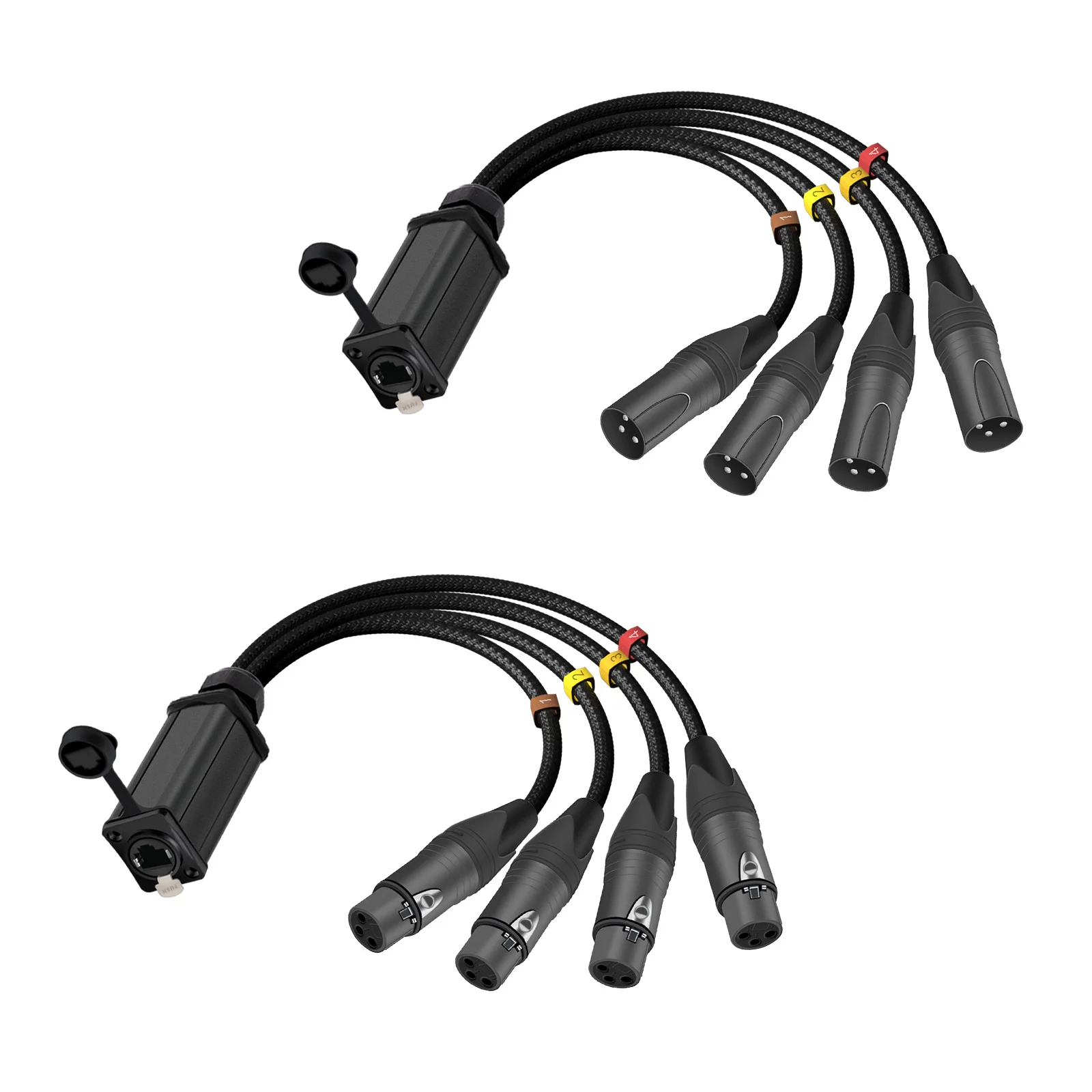 STP RJ45 CAT5/6 zu Audio 4-Kanal 3-Pin XLR Stecker/Buchse Multi-Netzwerk-Breakout-Extender für Live-Bühnen-Sound, Beleuchtung und Aufnahme – Detail 2