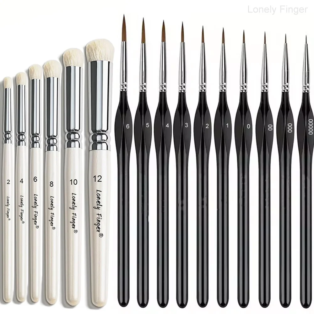 مجموعة فرش طلاء مصغرة، فرش طلاء تفاصيل للأكريليك، ألوان مائية، نموذج التماثيل، رسم الوجه،