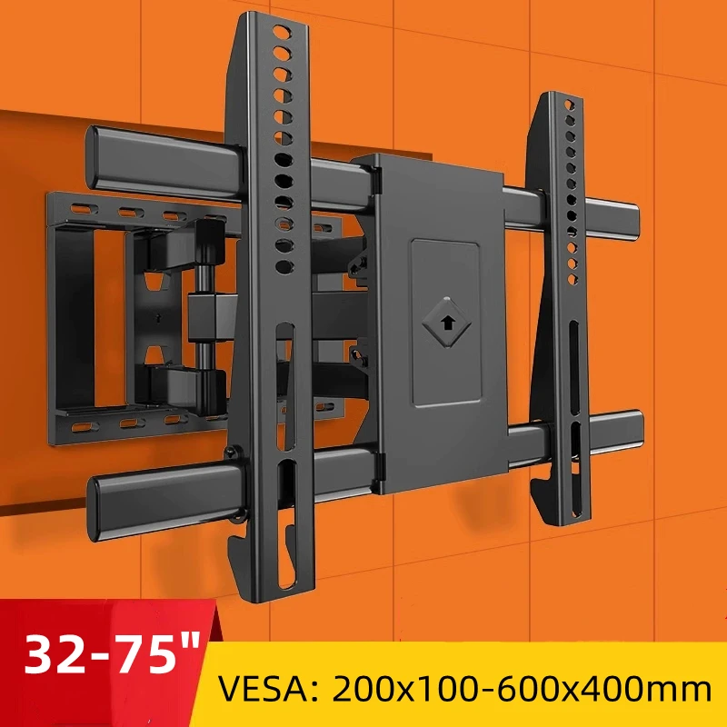 

32-75inches LED LCD TV Screen Wall Mount Bracket Stretch Adjustable Rotating Tilt TV Bracket Load up to 65kg VESA 600*400mm