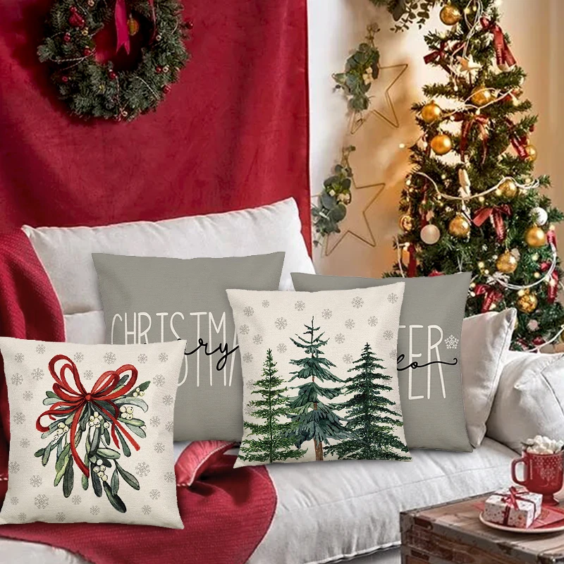 

45x45cm Christmas Cushion Cover Xmas 2023 Decorate For Household Textiles Ornament New Year Christmas Decor 2024 Noel Pillowcase