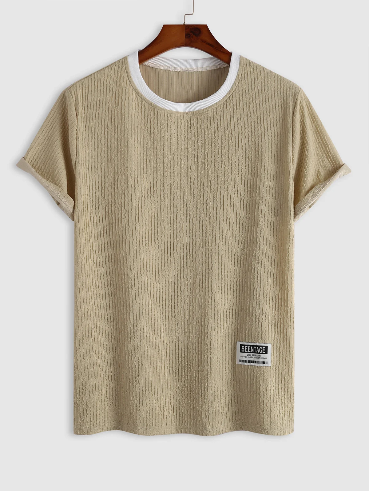 ZAFUL Label Design Wrinkle Textured Short Sleeves T-shirt