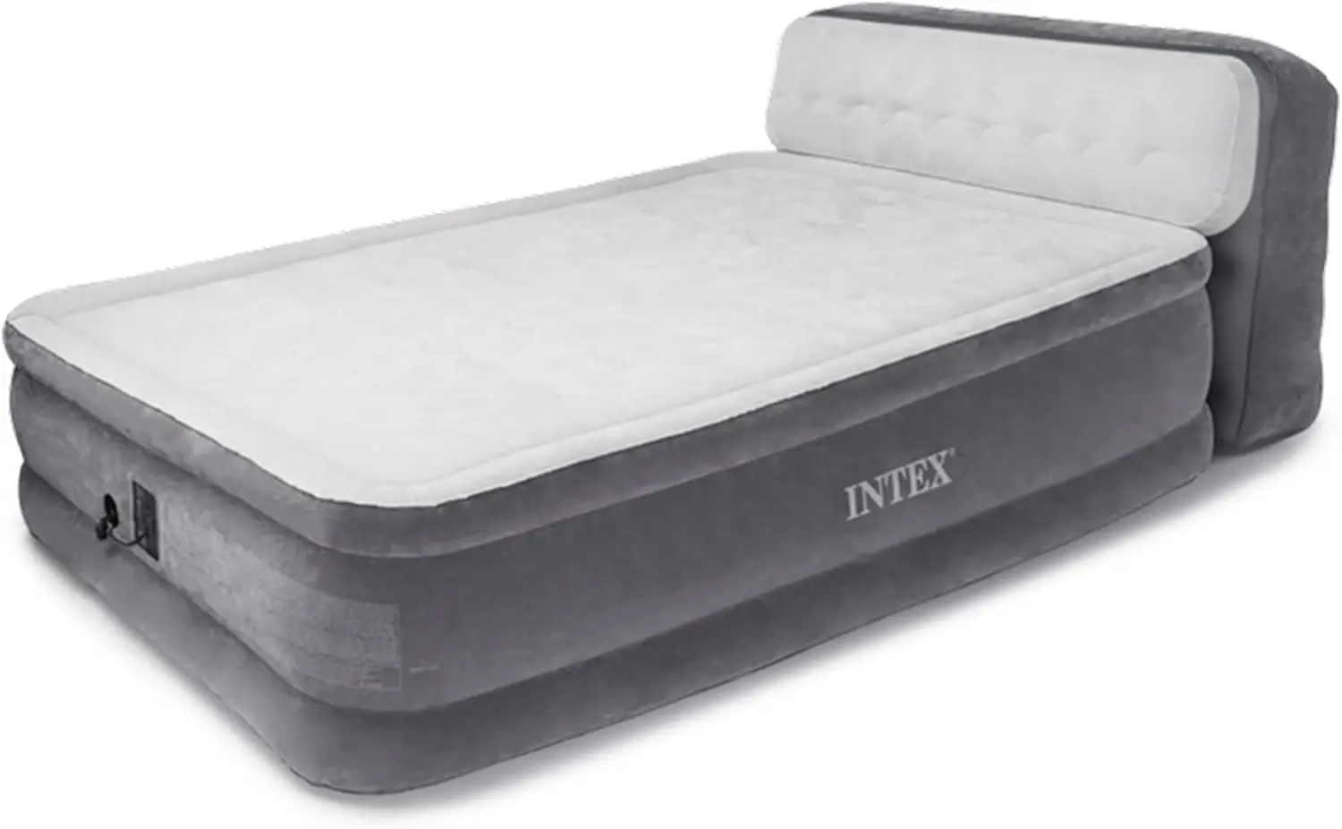 Intex Dura-Beam Ultra Plush Inflatable Pillow Top Bed Air Mattress With Headboard, Built-In Internal Electric Pump And Carry