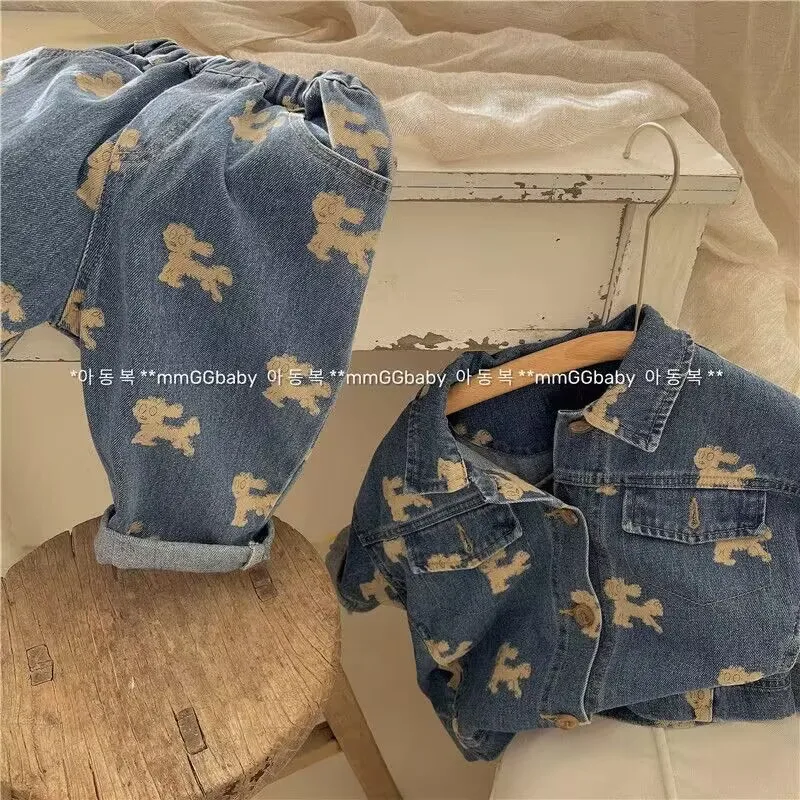 Spring and Autumn Boys And Girl Clothing Set New Handsome Children\'s Jean jacket Jeans Two Piece Kids Baby Outfits Set