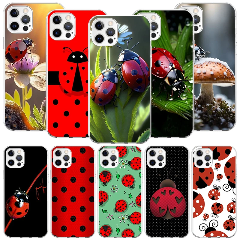 Insect Seven-Star ladybug Phone Case For Apple iPhone 16 15 14 13 12 11 Pro Max XS XR X 7 + 8 Plus SE Soft Shell Cover Coque 15 