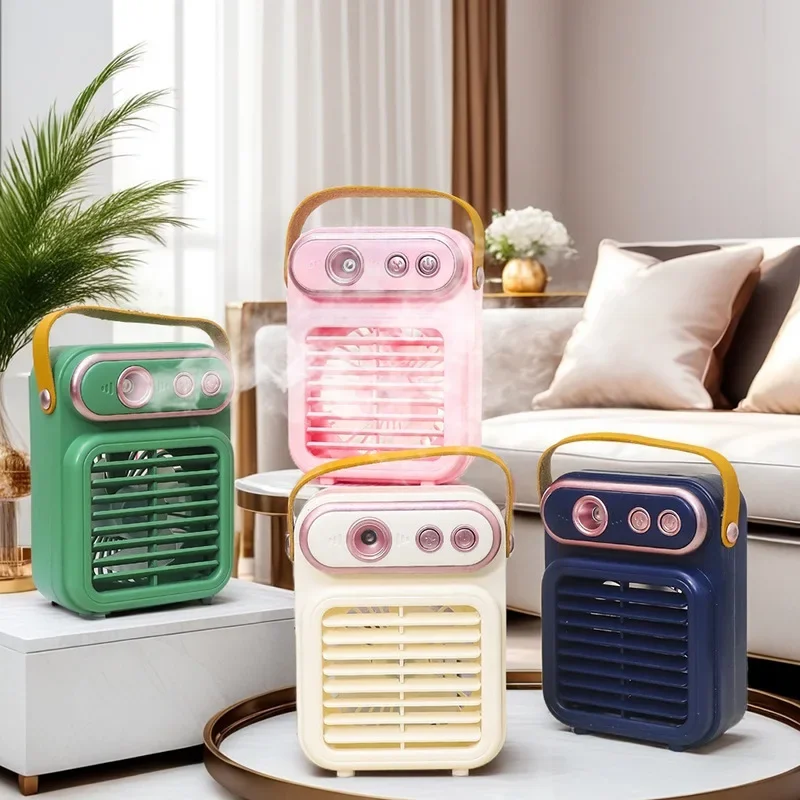 

Портативные портативные вентиляторы с зарядкой через USB, украшение для рабочего стола, динамик, увлажнитель, спрей, мини-вентилятор, студенческий офис, летние маленькие вентиляторы 16 см