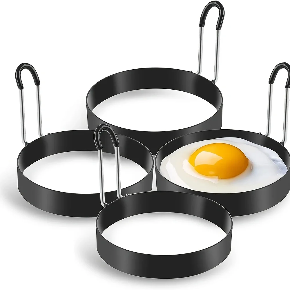 

Non-Stick Egg Frying Rings For Breakfast Sandwiches Multi-purpose Egg Rings Molds With Handle Family Breakfast Table