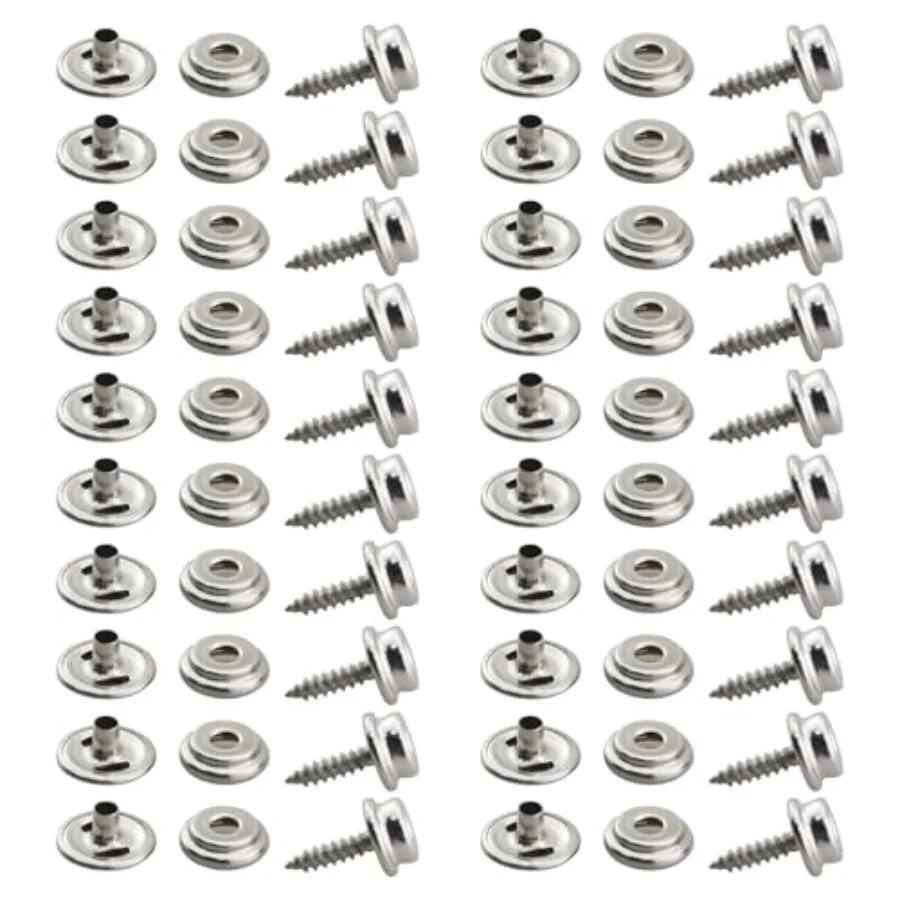 

20 Sets Canvas Buckle Kit Stainless Steel Buckles Marine Grade Buckles 15mm Silver Furniture Yacht Tent Self Tapping Screws Met
