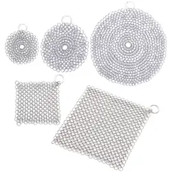 316 Stainless Steel Stubborn Stains Small Rings Chainmail Cleaner Cast Iron Washers Chain Scrubber for Griddle Skillet