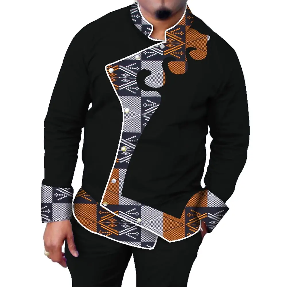 Autumn Men African Clothing Full Sleeve Dashiki Men 2 Pieces Set Tops and Pants Plus Size African Mens Cotton Clothing WYN521