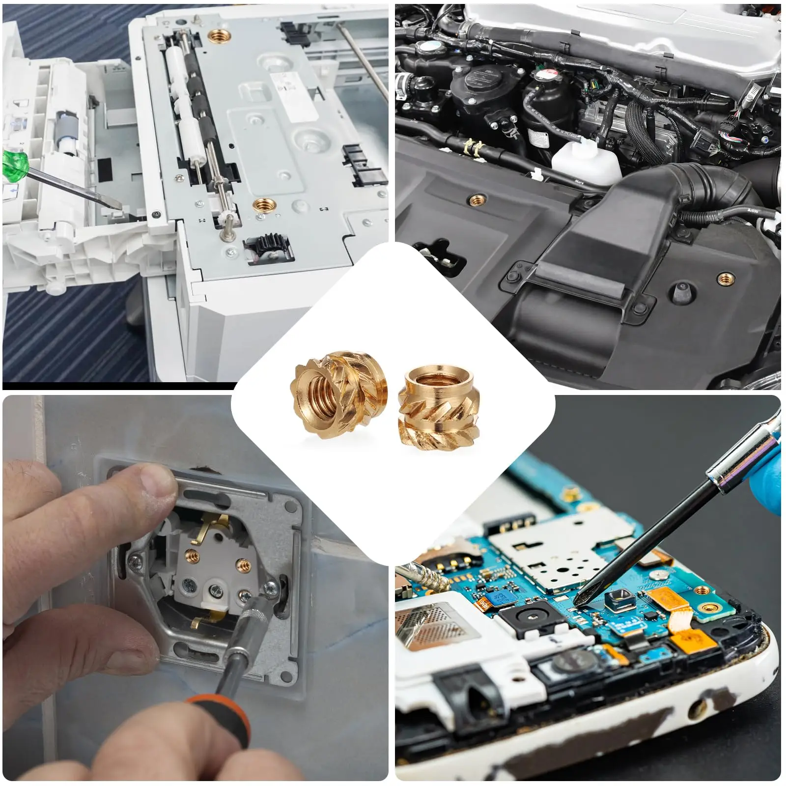 200 ชิ้น M3 ความร้อน-ชุดเกลียวสําหรับการพิมพ์ 3D, Press-in Nuts สําหรับเปลือกพลาสติก, ยานยนต์ & 3D พิมพ์ชิ้นส่วน