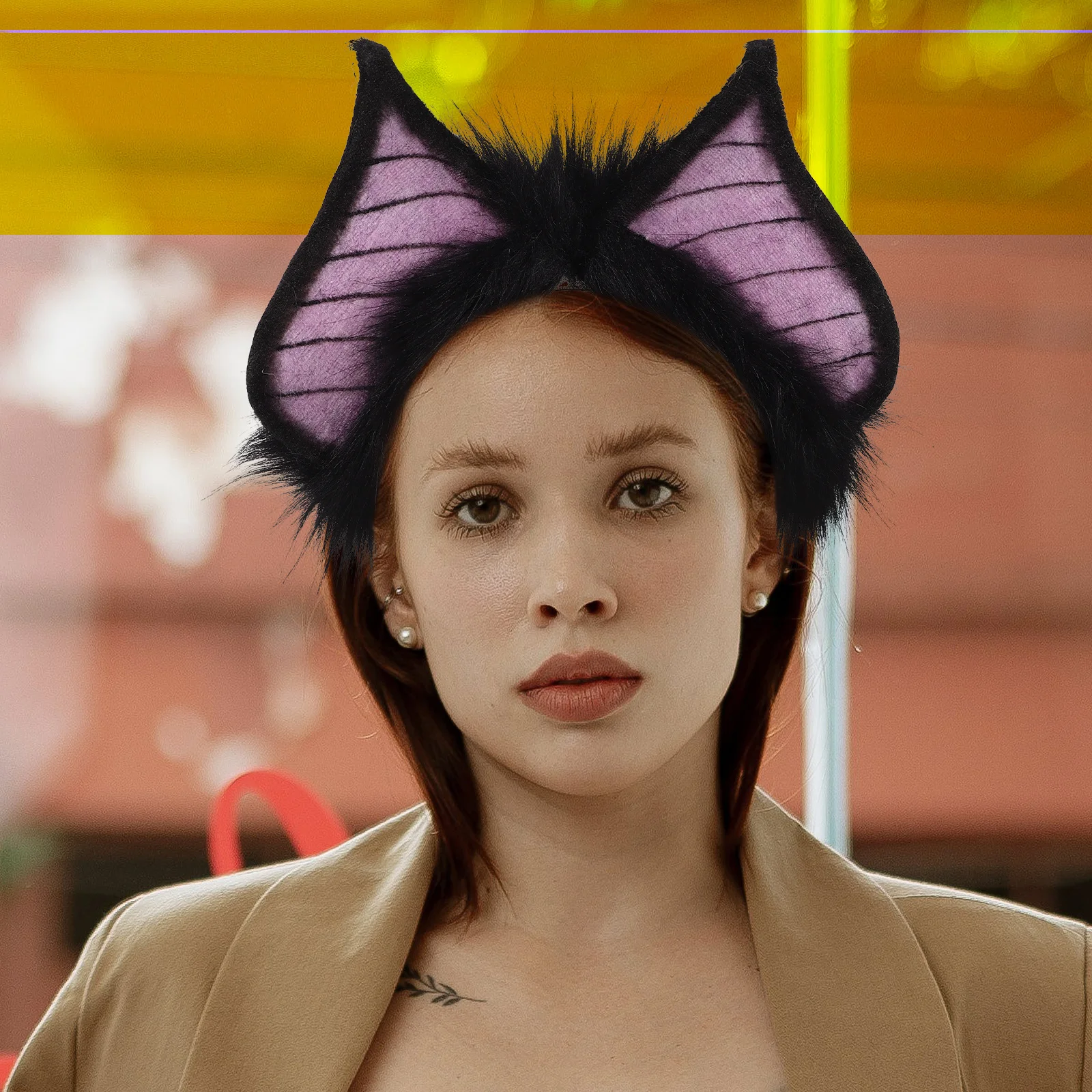 

Adult Bat Headband Realistic Animal Ear Hair Hoop Halloween Cosplay Stage Performance Devil Costume Accessory Dress Up