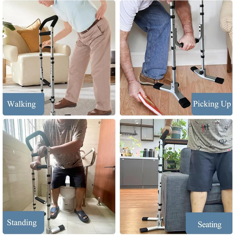 Adjustable Aluminum Stair Assist Cane for Elderly, Portable Lift Aid for Bed, Couch, and Chair Mobility Support