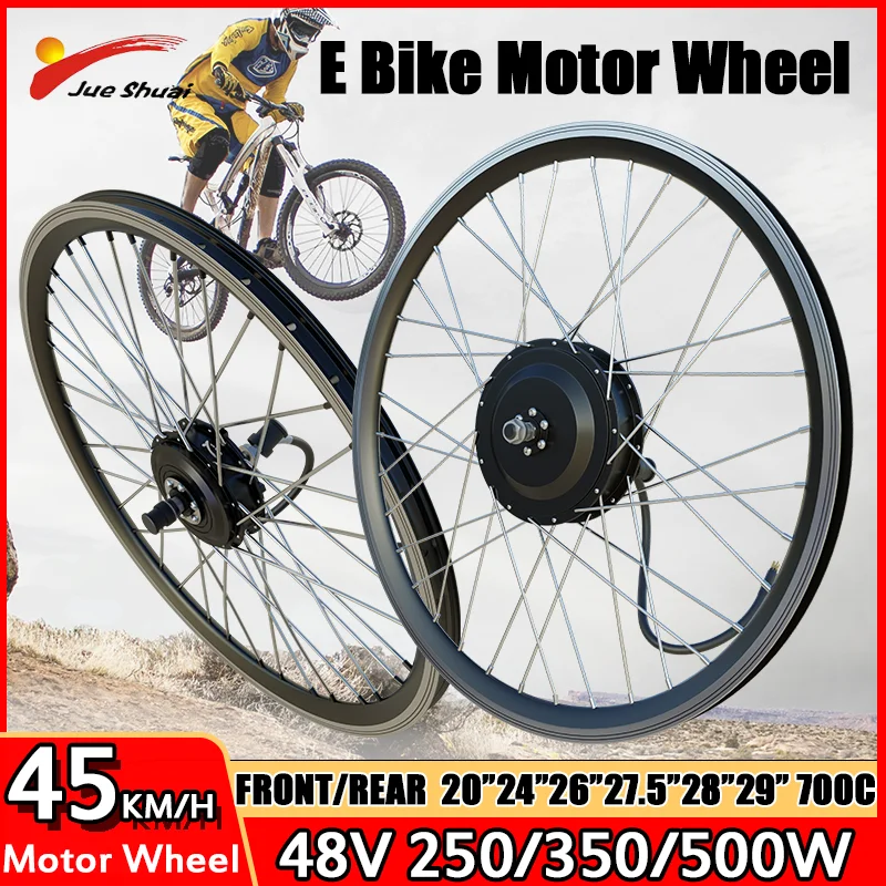 

48V EBike Motor Wheel 250W-500W Brusless Gear Hub Motor 20"-29"700C 100MM 135MM Front/Rear Fork Electric Bike Motor Wheel