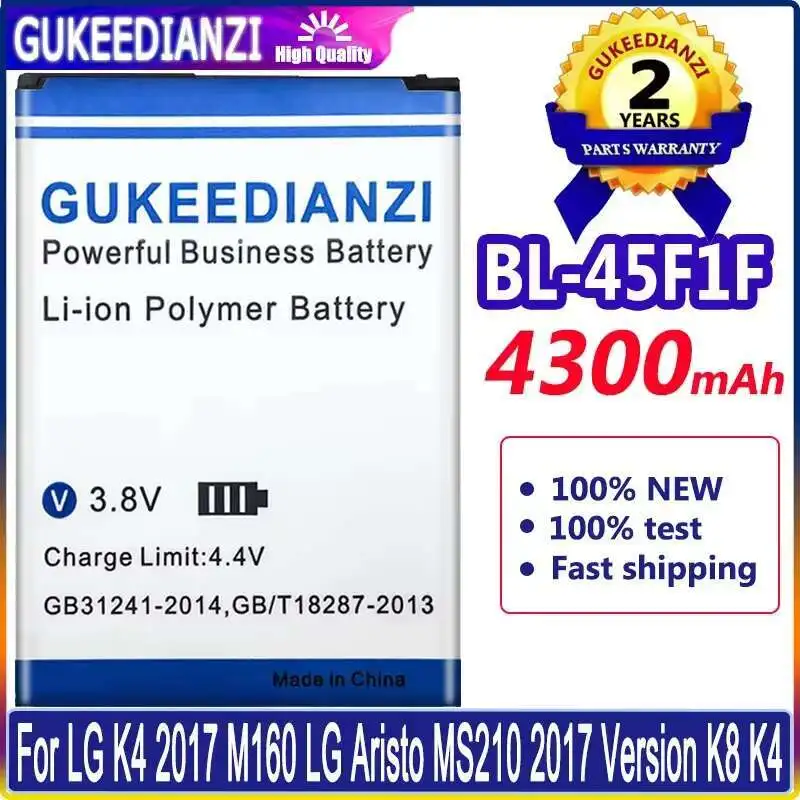 

New Spot 4300mAh BL-45F1F Battery For LG K9 K8 K4 K3 M160 MS210 X230K M160 X240K LV3 2017 Versio Mobile Phone Batteria