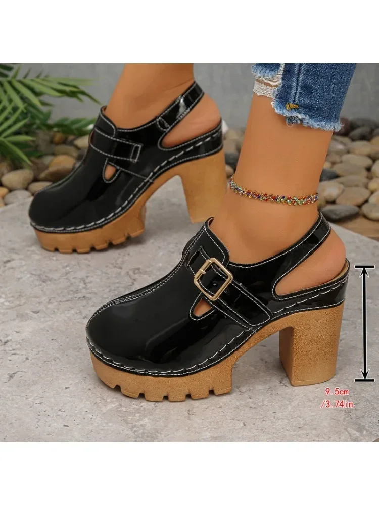 2025 sandales femmes grande taille bloc talon haut talon une boucle sandales Baotou décontracté mode