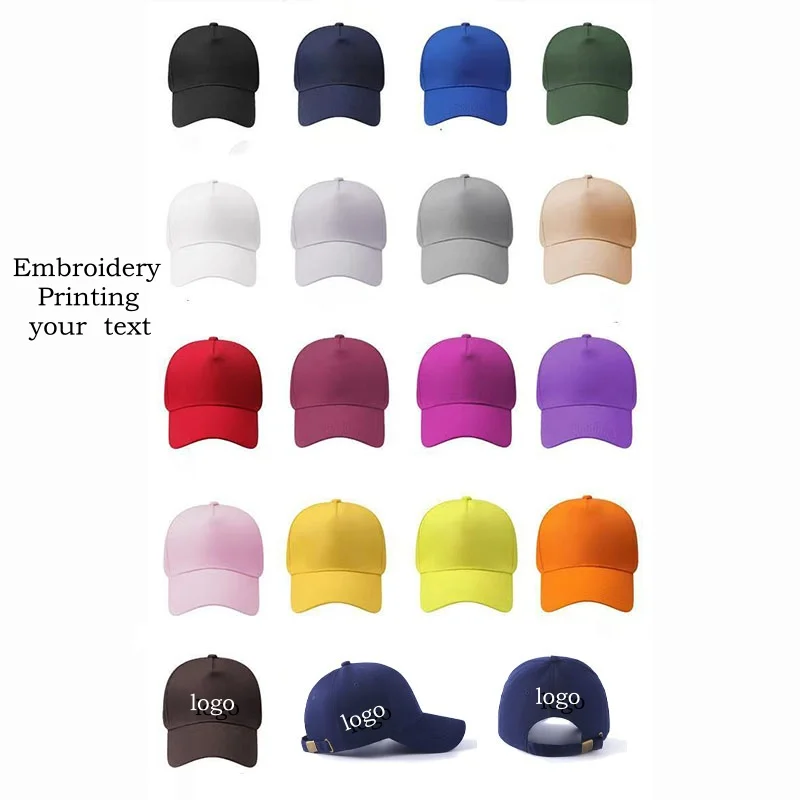 CUSTOM 5 แผงผ้าฝ้ายเบสบอลหมวกสําหรับชายหญิงกีฬาหมวกกลางแจ้ง DIY พิมพ์เย็บปักถักร้อย Hip Hop Snapback หมวกพ่อหมวกปรับ