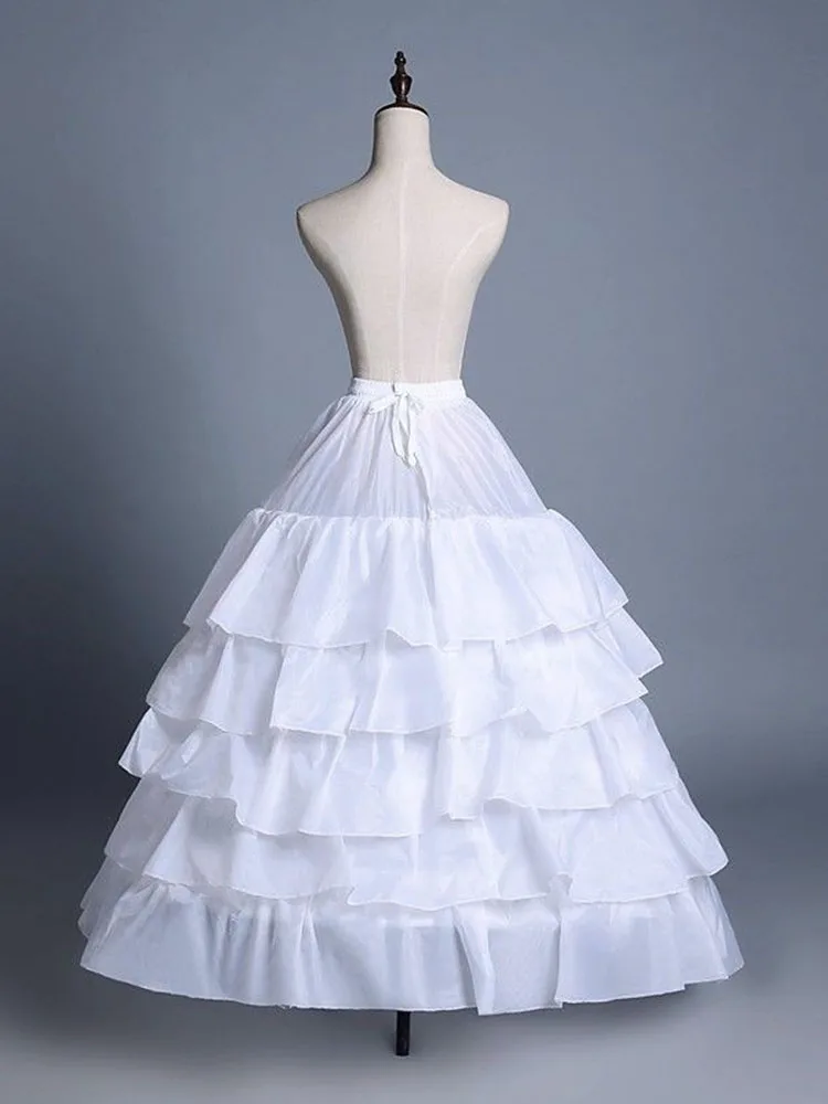 Нижняя юбка в стиле Лолита, белая, пятислойная, с рюшами, из сетки, для свадебного платья