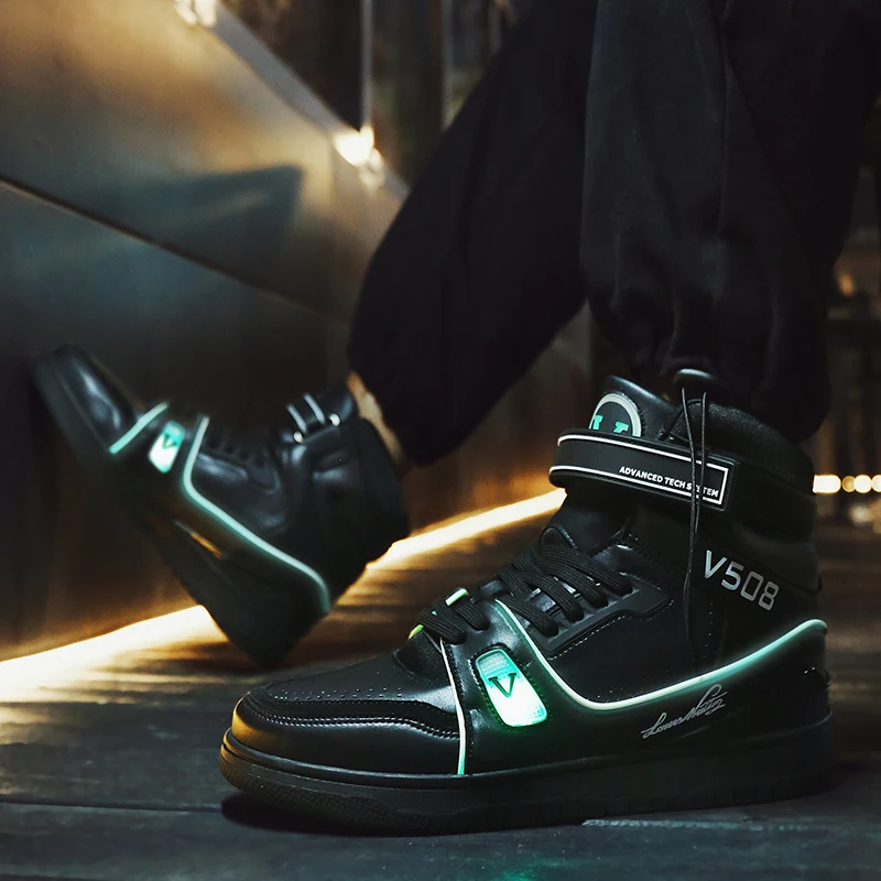 7 Types Of Light Men Fashion Air Motorcycle Boots Led Mag Shoes Light Up Sneakers Back To The Future Led Shoes Size36-46