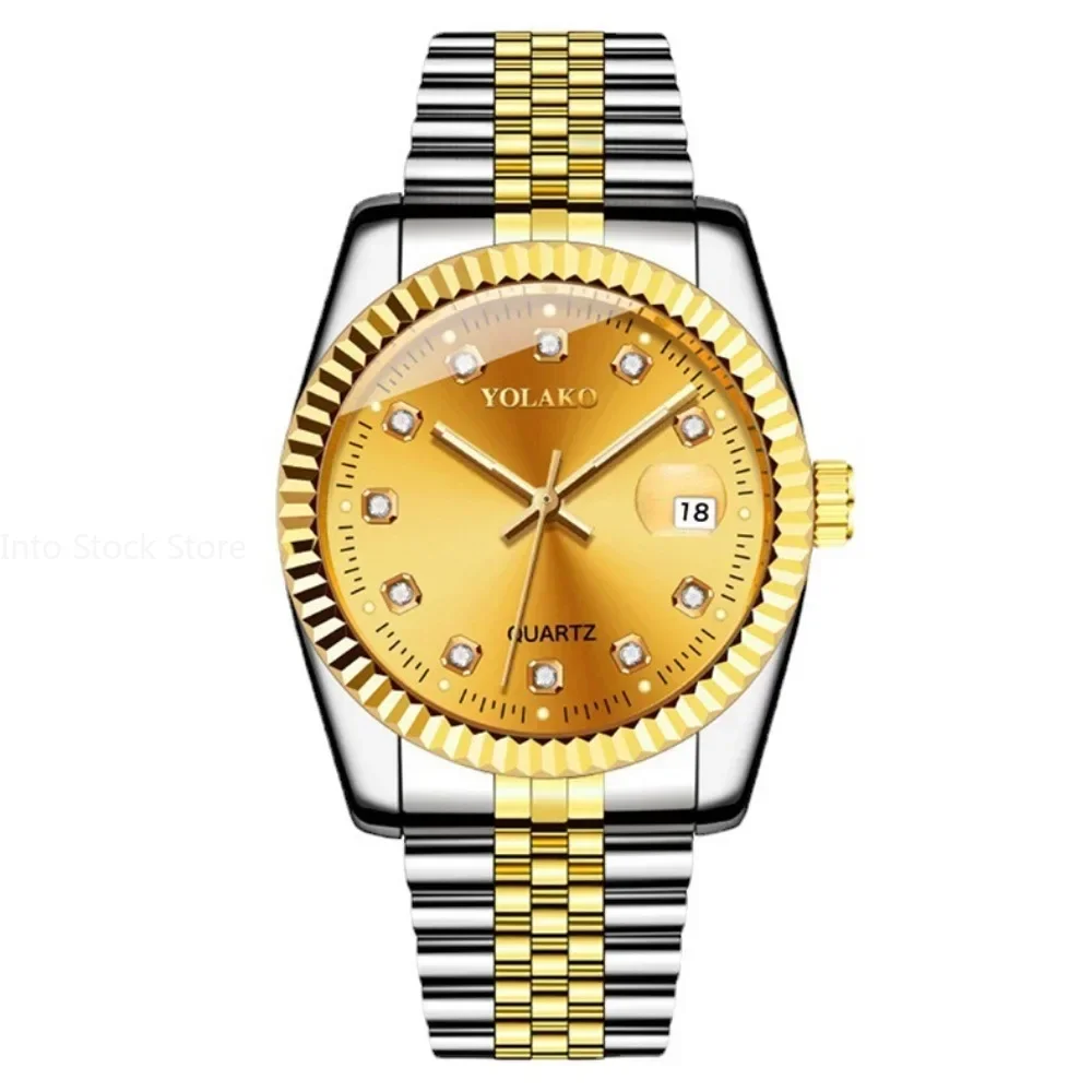 Leisure Fashion Couple Quartz Watch for Women Men Diamond Stainless Steel Calendar Lover Simple Leisure Fashion Clock Wristwatch