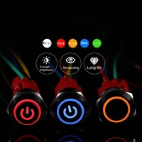 16/19/22mm Latching Push Button Switch 12/24/220V On Off BLack with LED for with Wire Socket Plug Self-Locking/Self-reset power