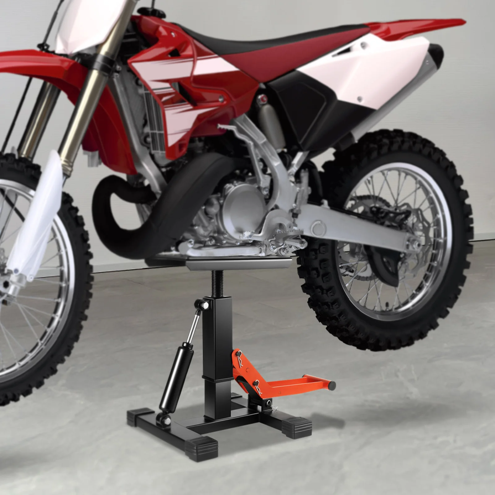 Motorrad-Hebeständer 440 lbs, Verstellbar 9,8-15,7 Zoll Stahl-Dirtbike-Ständer, H-Basis 11,8x12,2 Zoll für Werkstatt und Garage – Detail 5