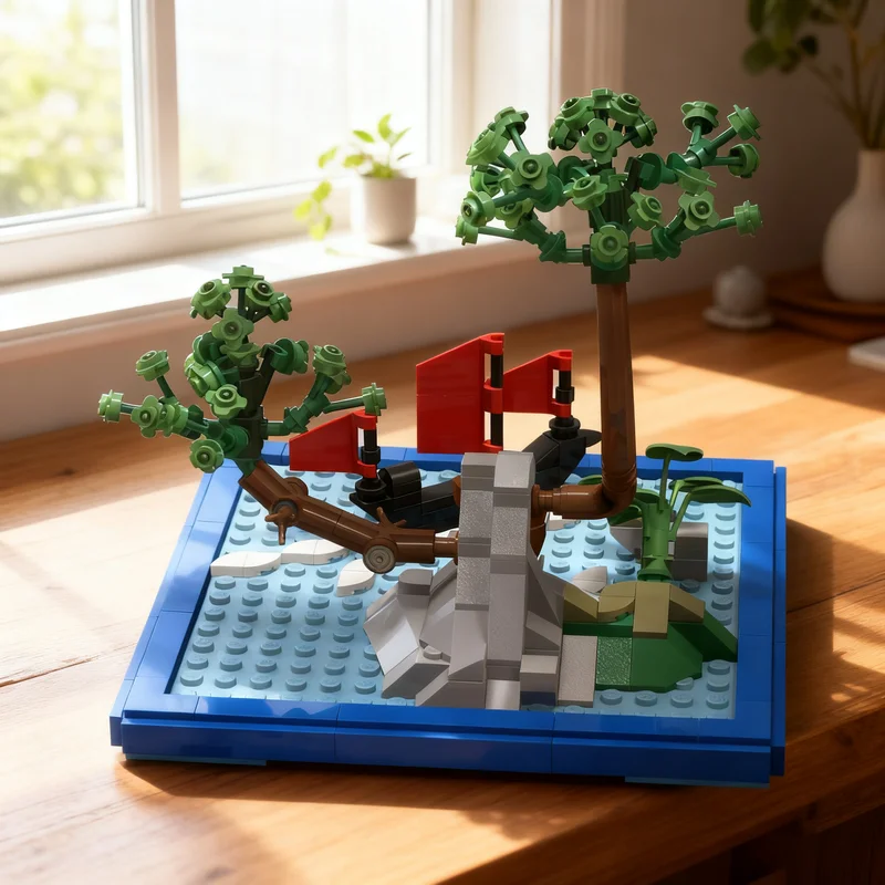 308pcs MOC MINI Penjing Bonsai W Boat Botanicals Model Building Blocks Christmas Gift Architecture Toy Craft Brick Assemble