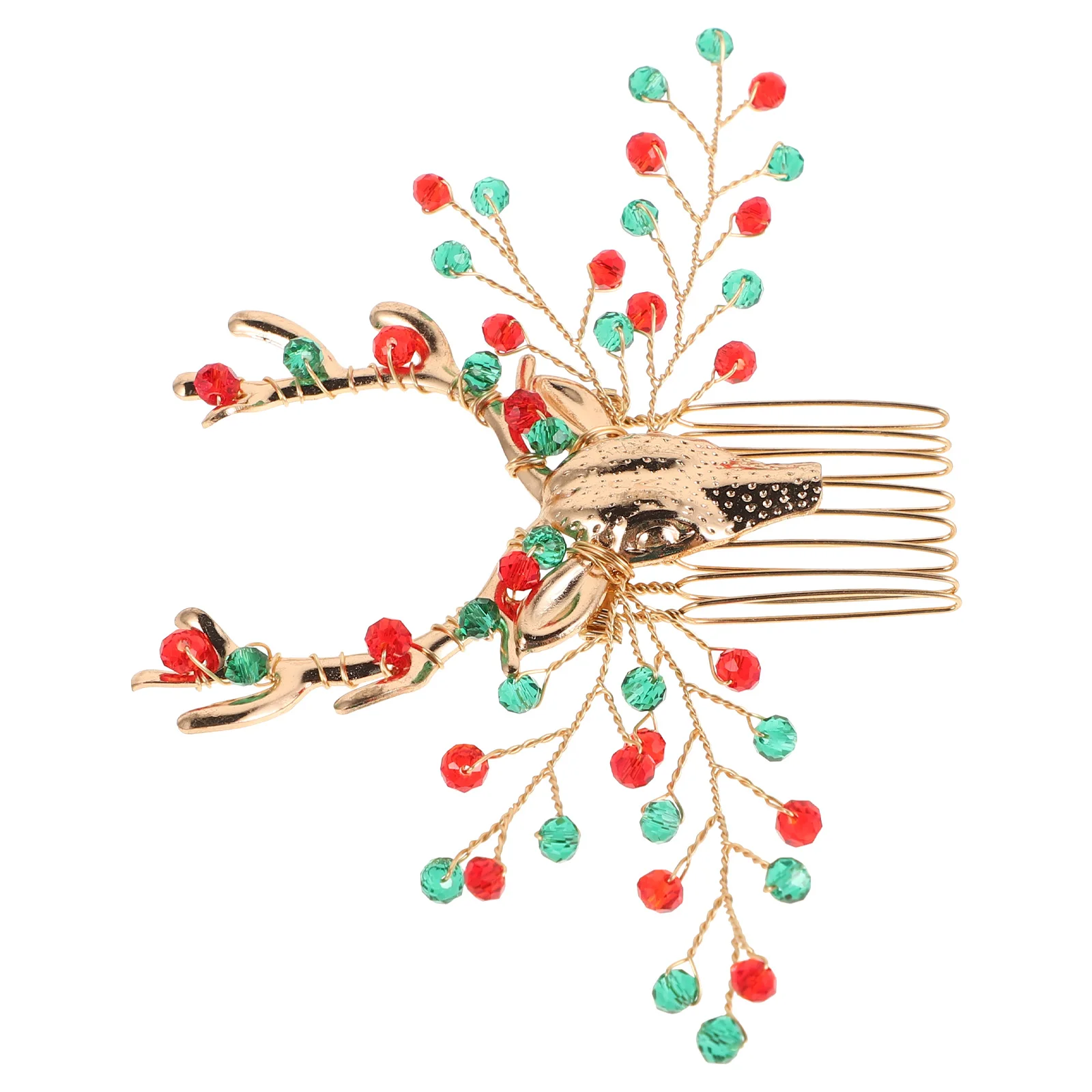 

Women Rhinestone Christmas Party Headdress Comb Deer Design Delicate Hair Ornament Elegant Hair Accessory Gathering Decor