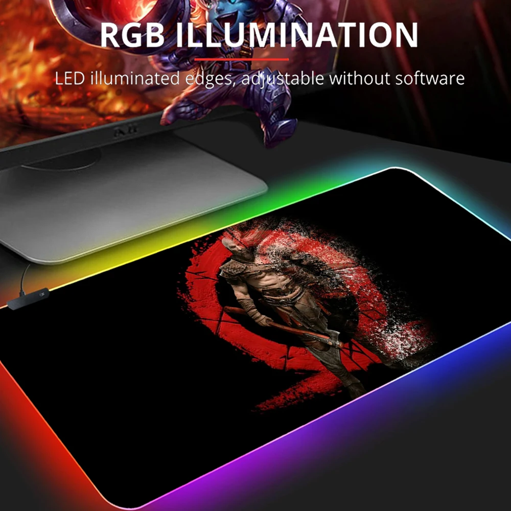 

God Of War Mouse Gamer Pad Computer Laptop Mat Table Pads Long Desk Accessories Xxl LED Xl Deskpad Gaming Pc Keyboard Kawaii RGB