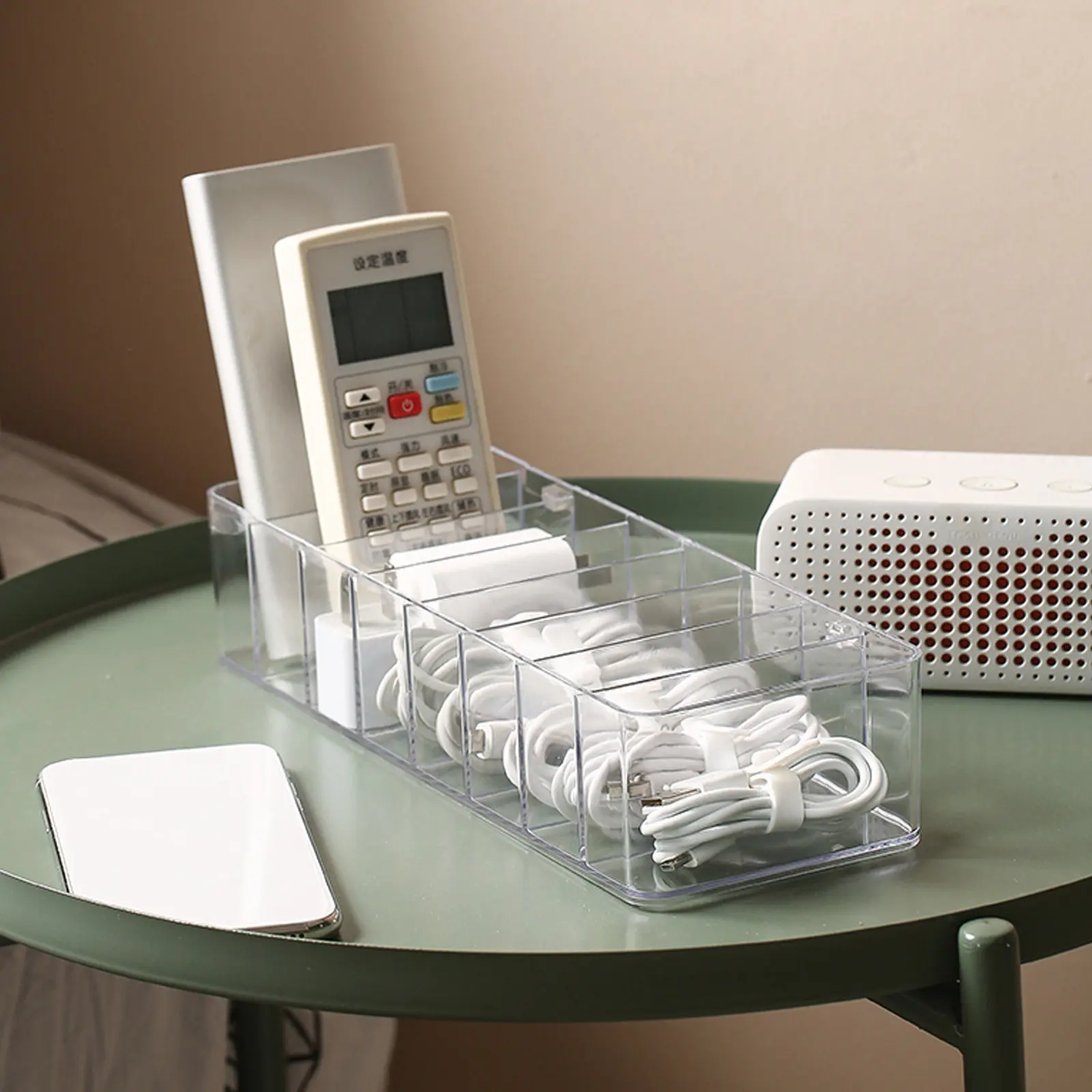 1Set Compact High-Capacity Cable Organizer Box Transparent Data Line Storage for USB Chargers Desktop Sundries Cord Management