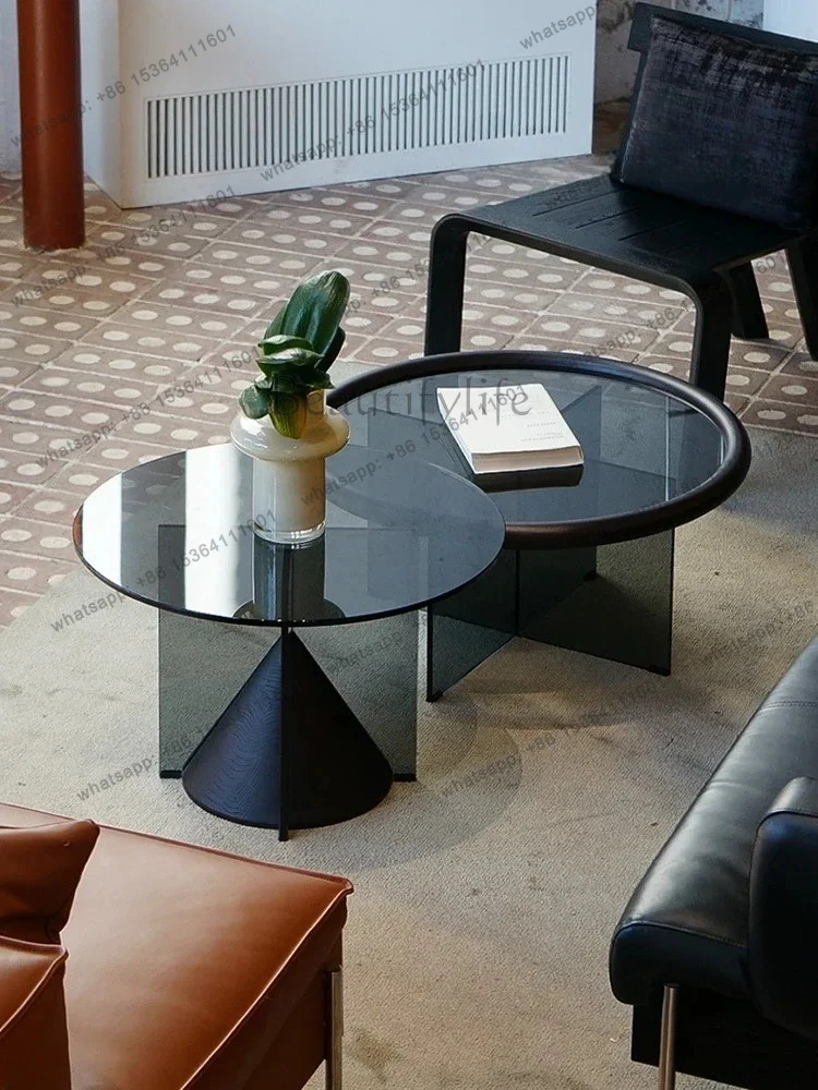 

Modern simple coffee table light luxury high-end living room home new small apartment round glass creative