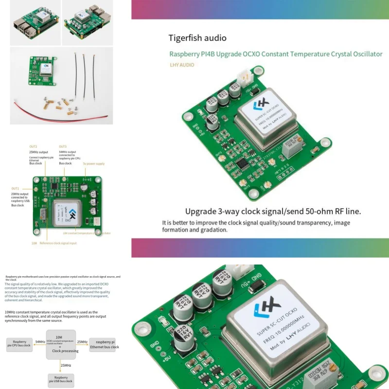 

LHY Raspberry Pi 4B Upgraded and Modified OCXO Ultra Low Phase Noise Constant Temperature Crystal Oscillator Clock Board