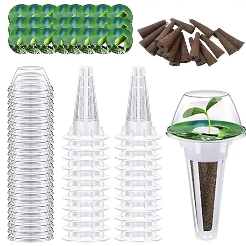 Hydroponic Grow Sponges 96PCS Hydroponic Faster Rooting Planting System Planting Basket Cover Plant Starting Kit Garden Supplies