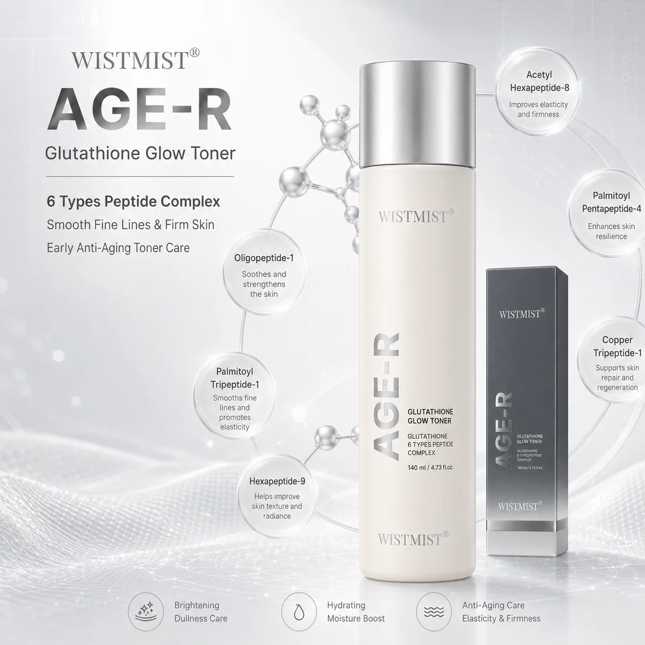 Korean Skincare Routine - WISTMIST Tônico Iluminador com Glutationa, Tônico